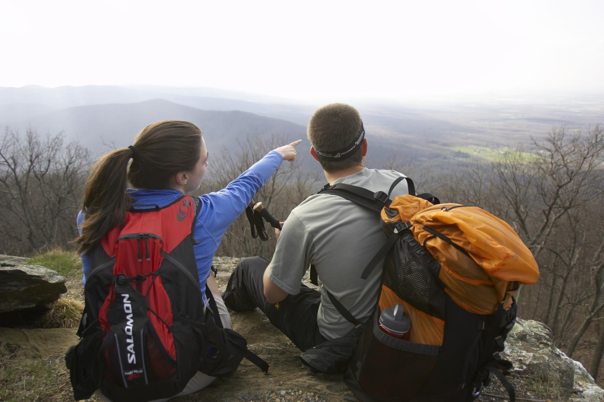 Couple hiking in mountains